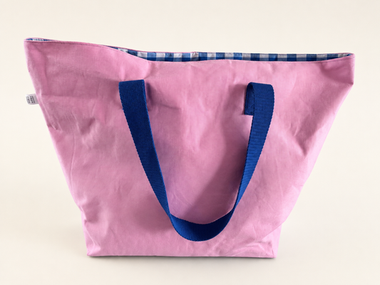 XL Tote – Pink + Cobalt Gingham